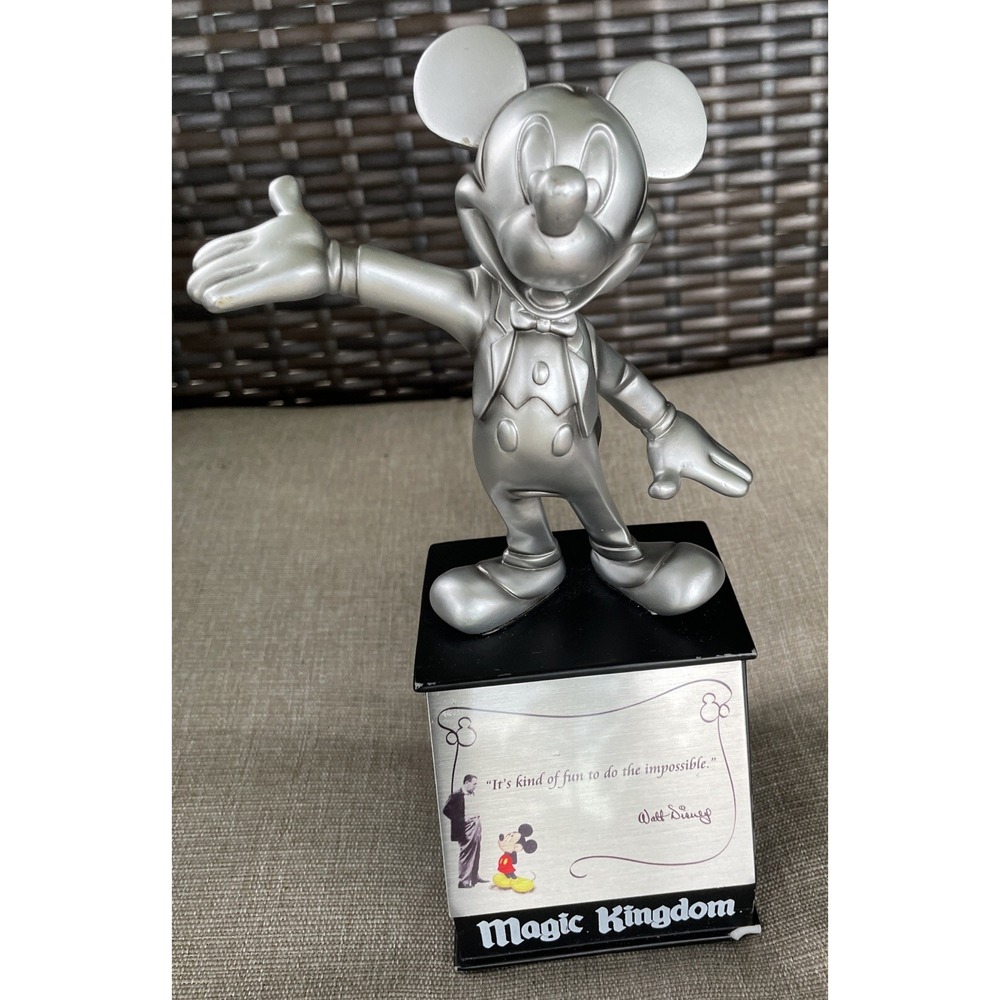 Mickey Mouse Statue 9" Magic Kingdom Walt Disney Quote Rare Damaged Corner Rare